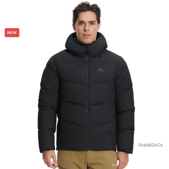 Men's Down Puffer Jacket 700 Fill Insulated Winter Coat Water-Repellent